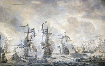 Slag in de Bataille du son 8 novembre 1658 Willem van de Velde I 1665 Guerre navale Peinture à l'huile